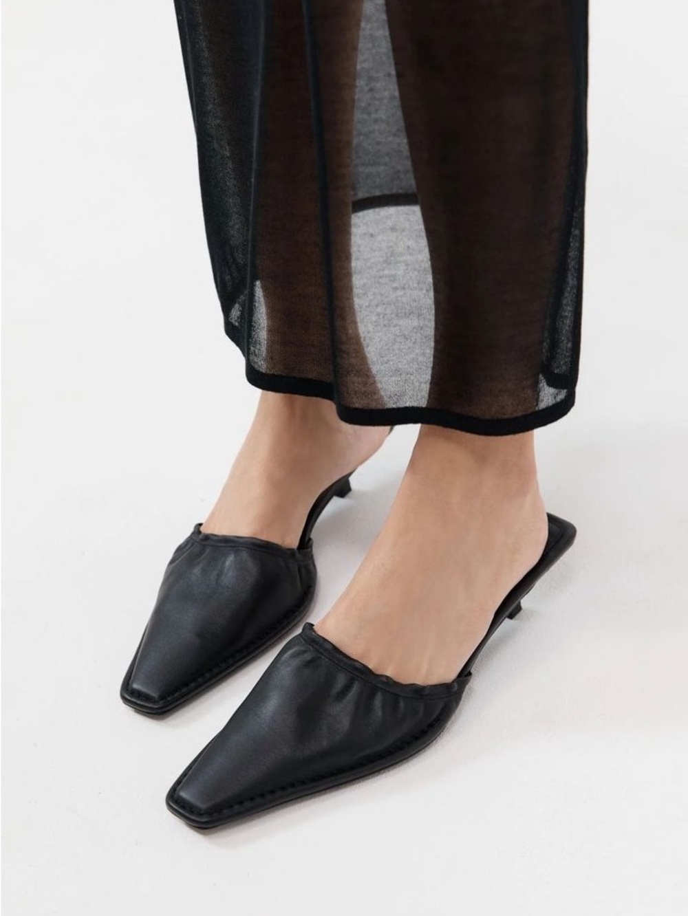 St. Agni Gathered Kitten Heels in black